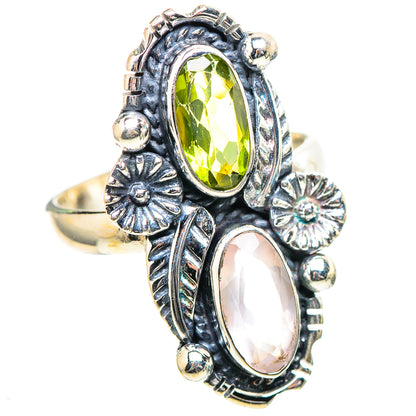 Rose Quartz, Peridot Ring Size 8 (925 Sterling Silver) RING136695