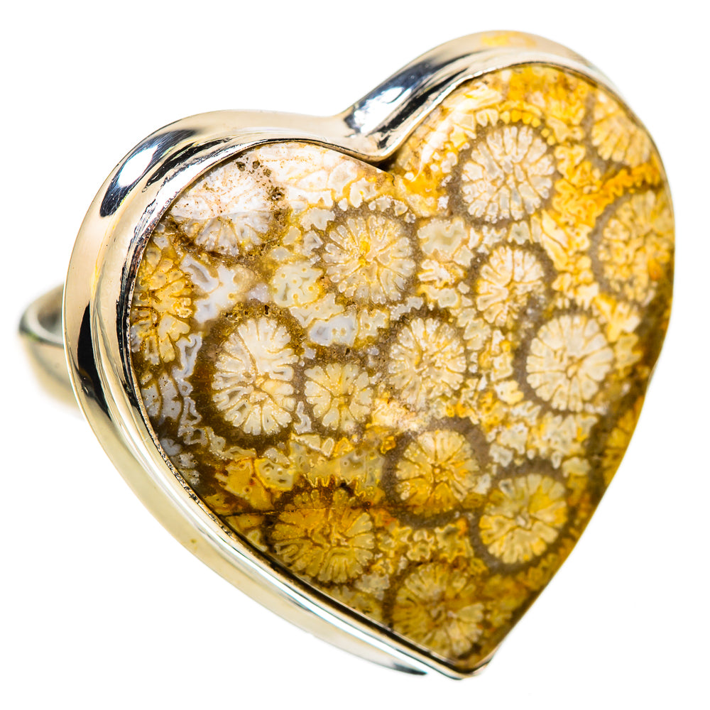 Large Fossil Coral Ring Size 9 (925 Sterling Silver) RING135354