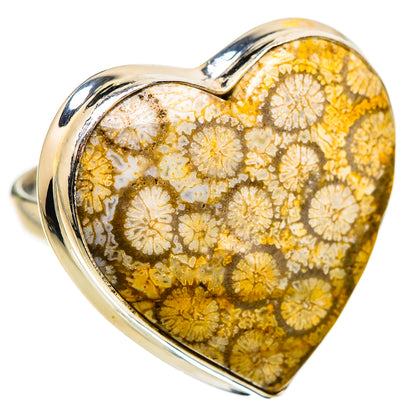 Large Fossil Coral Ring Size 9 (925 Sterling Silver) RING135354