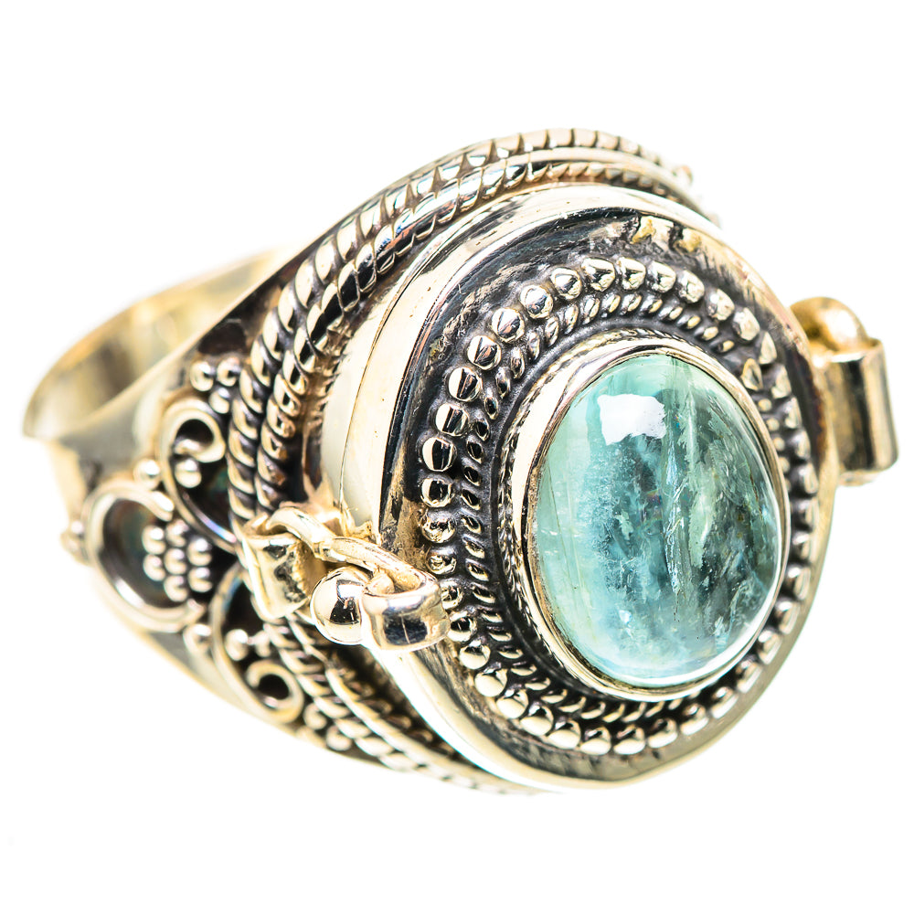 Aquamarine cabochon sterling silver ring with twisted rope and engraved details