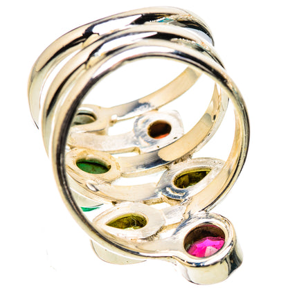 Garnet, Peridot, Blue Topaz, Green Onyx Ring Size 6.5 (925 Sterling Silver) RING135291