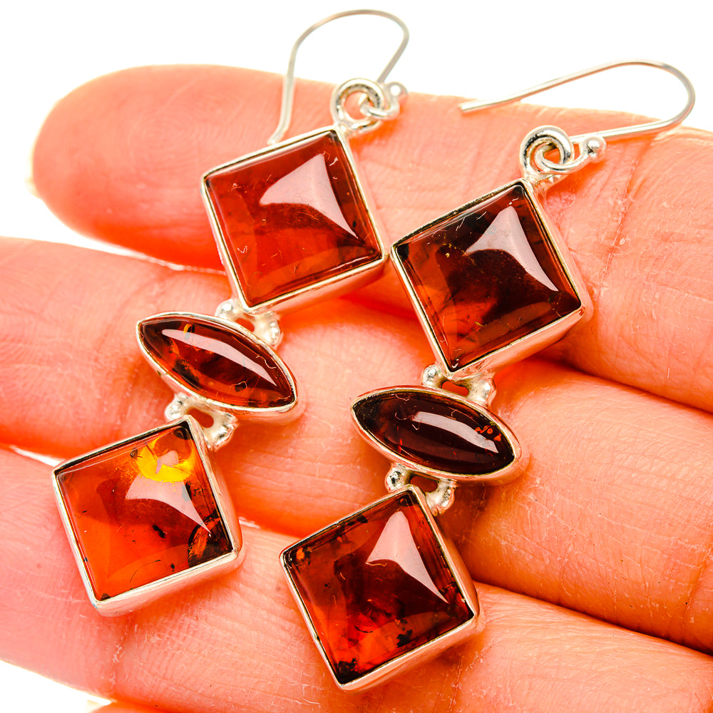 Ana Silver Co Baltic Amber Earrings 2" (925 Sterling Silver)