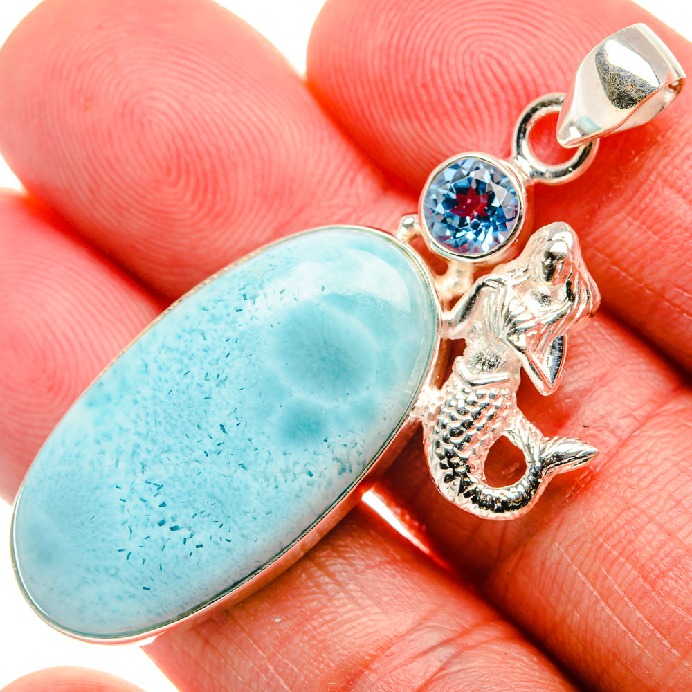 Larimar, Blue Topaz Pendant 2" (925 Sterling Silver) PD37550