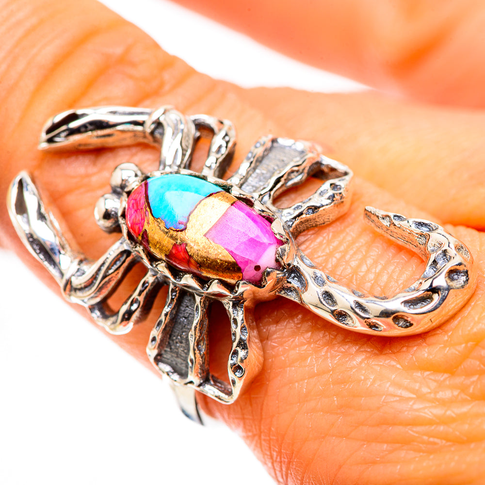Kingman Pink Dahlia Turquoise Ring Size 9 (925 Sterling Silver) RING134922