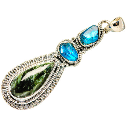 Seraphinite, Apatite Pendant 2 1/2" (925 Sterling Silver) PD36379