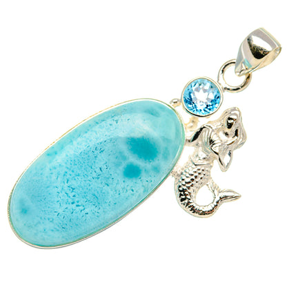 Larimar, Blue Topaz Pendant 2" (925 Sterling Silver) PD37550