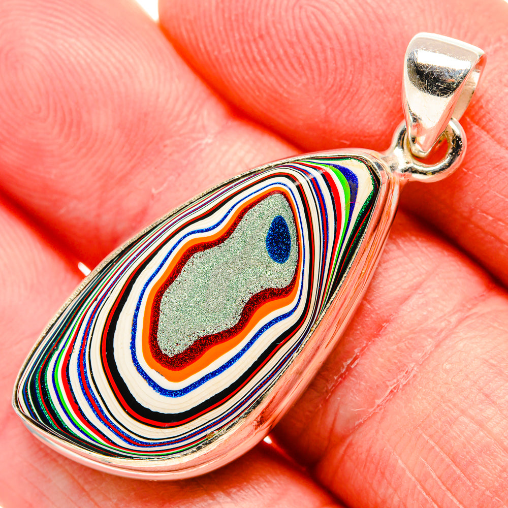 Fordite Pendant 1 3/4"  (925 Sterling Silver) PD36922