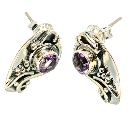 Faceted Amethyst Earrings 3/4" (925 Sterling Silver) EARR431475