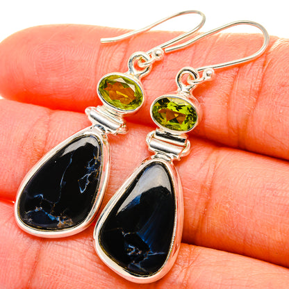 Ana Silver Co Pietersite, Peridot Earrings 1 3/4" (925 Sterling Silver)