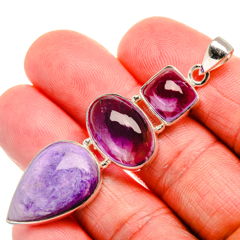 Charoite, Ametrine, Amethyst Pendant 2 3/8" (925 Sterling Silver) PD37594