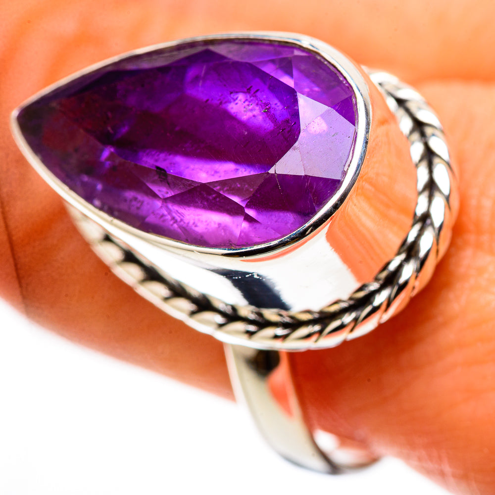 Large Faceted Amethyst Ring Size 9.75 (925 Sterling Silver) RING134754