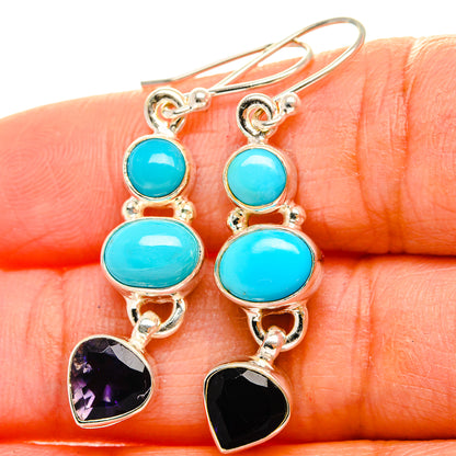 Ana Silver Co Sleeping Beauty Turquoise, Tanzanite Earrings 1 3/4" (925 Sterling Silver)