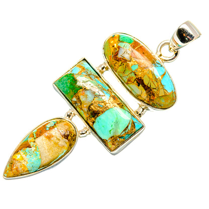 Blue Copper Composite Turquoise Pendant 2" (925 Sterling Silver) PD36850