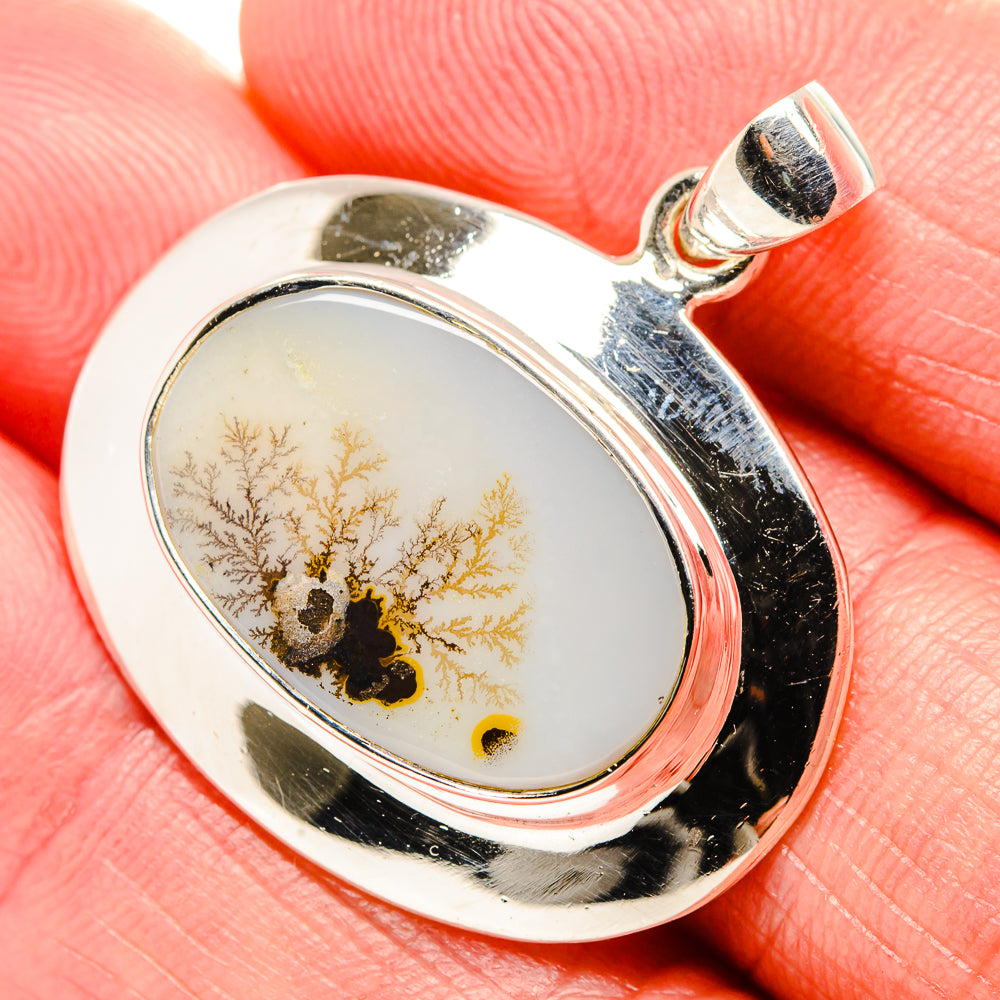 Scenic Dendritic Agate Pendant 1 3/8" (925 Sterling Silver) PD36857
