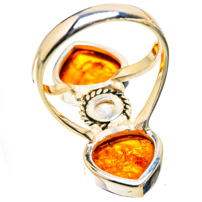 Large Baltic Amber, Rainbow Moonstone Ring Size 9.5 (925 Sterling Silver) RING135738
