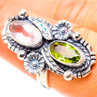 Rose Quartz, Peridot Ring Size 7.25 (925 Sterling Silver) RING136899