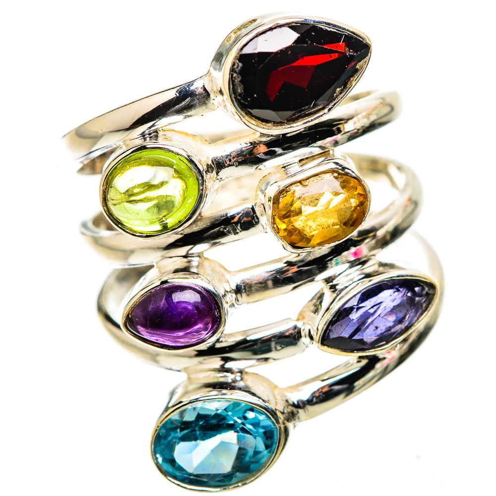 Ana Silver Co Large Garnet, Amethyst, Citrine, Peridot, Blue Topaz, Tanzanite Ring Size 9.75 (925 Sterling Silver)