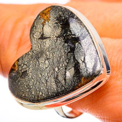 Large Pyrite In Black Onyx Ring Size 10.75 (925 Sterling Silver) RING135959