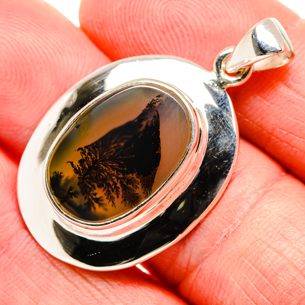 Scenic Dendritic Agate Pendant 1 1/2"  (925 Sterling Silver) PD36940