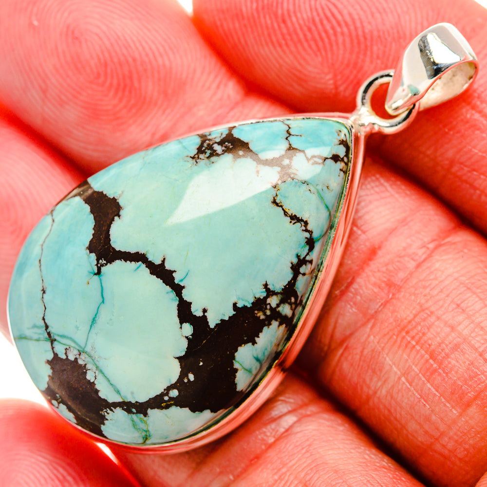 Tibetan Turquoise Pendant 2" (925 Sterling Silver) PD37033