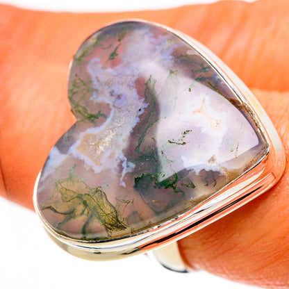 Large Green Moss Agate Ring Size 7.25 (925 Sterling Silver) RING134712
