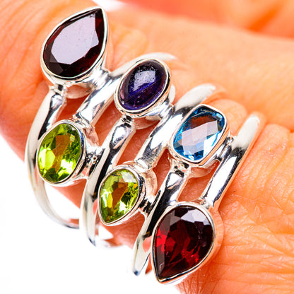 Large Garnet, Peridot, Blue Topaz, Tanzanite Ring Size 9.75 (925 Sterling Silver) RING136130
