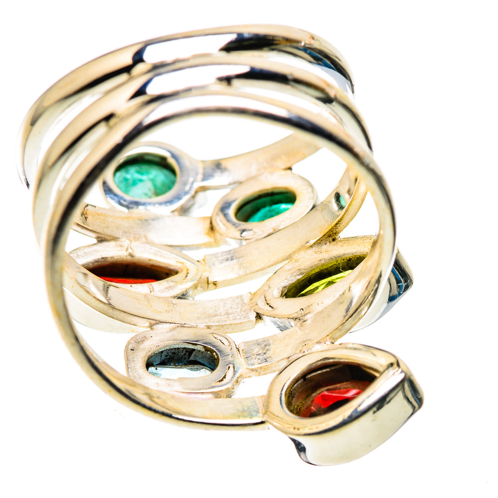 Large Garnet, Peridot, Blue Topaz, Emerald Ring Size 8.25 (925 Sterling Silver) RING136205