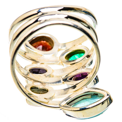 Large Garnet, Apatite, Tanzanite, Amethyst, Blue Topaz, Emerald Ring Size 9 (925 Sterling Silver) RING136154