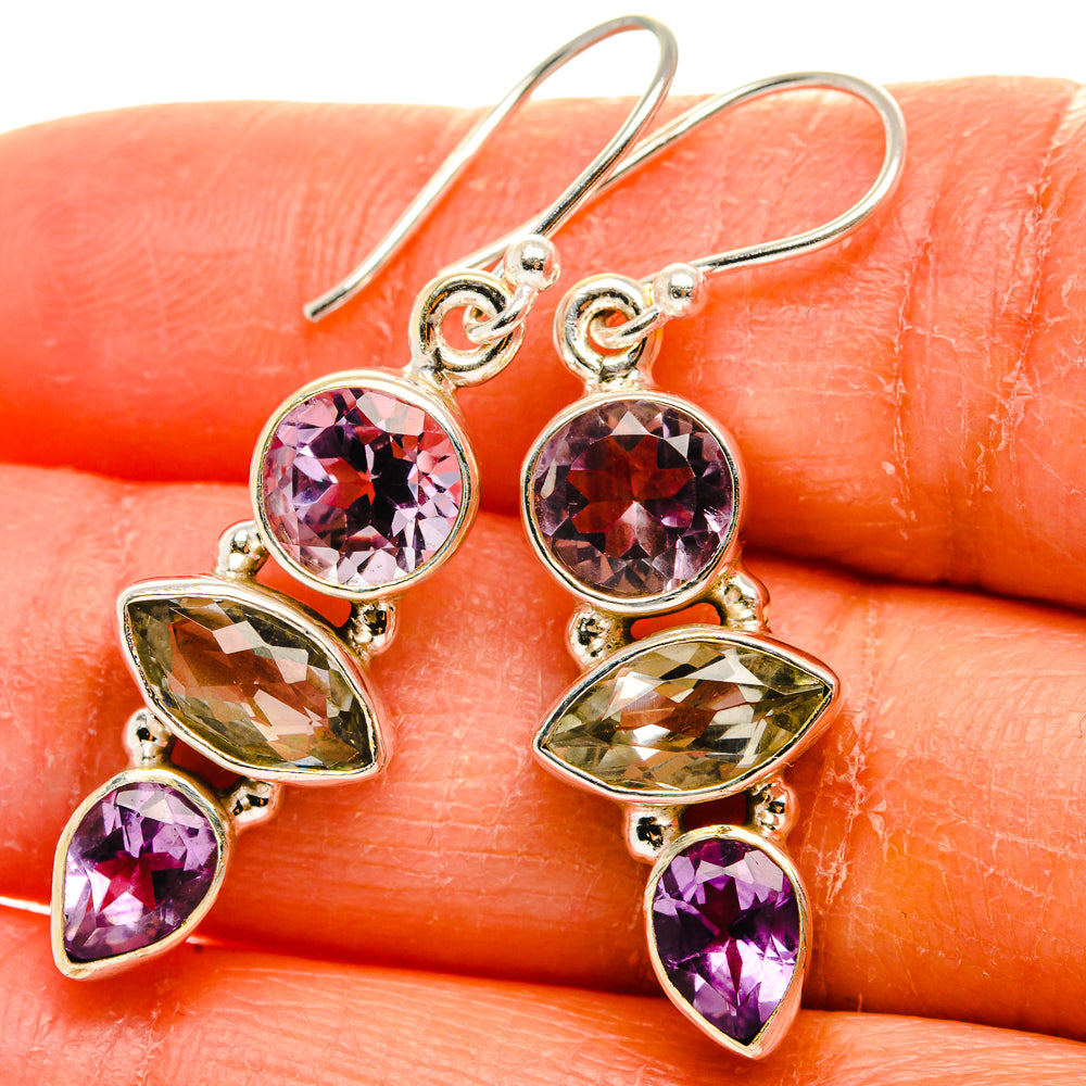 White Quartz, Amethyst Earrings 1 3/4"  (925 Sterling Silver) EARR431646