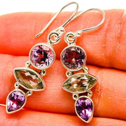 White Quartz, Amethyst Earrings 1 3/4"  (925 Sterling Silver) EARR431646