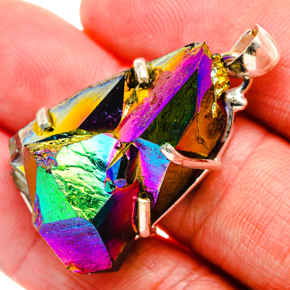 Titanium Sunshine Druzy Pendant 1 5/8" (925 Sterling Silver) PD37408