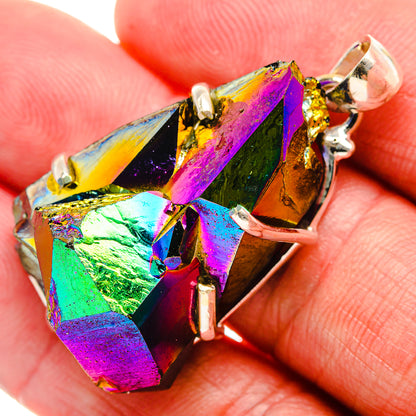 Titanium Sunshine Druzy Pendant 1 5/8" (925 Sterling Silver) PD37408