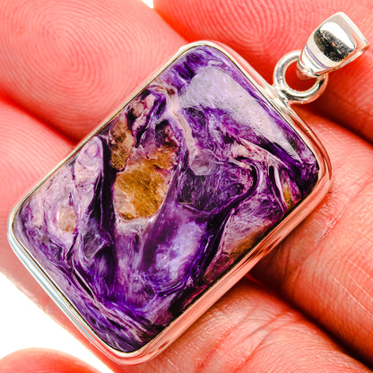 Charoite Pendant 1 5/8" (925 Sterling Silver) PD37556