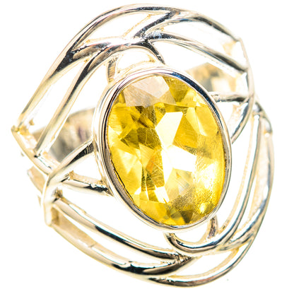 Faceted Lemon Quartz 925 Sterling Silver Ring Size 7.75 (925 Sterling Silver) RING137237