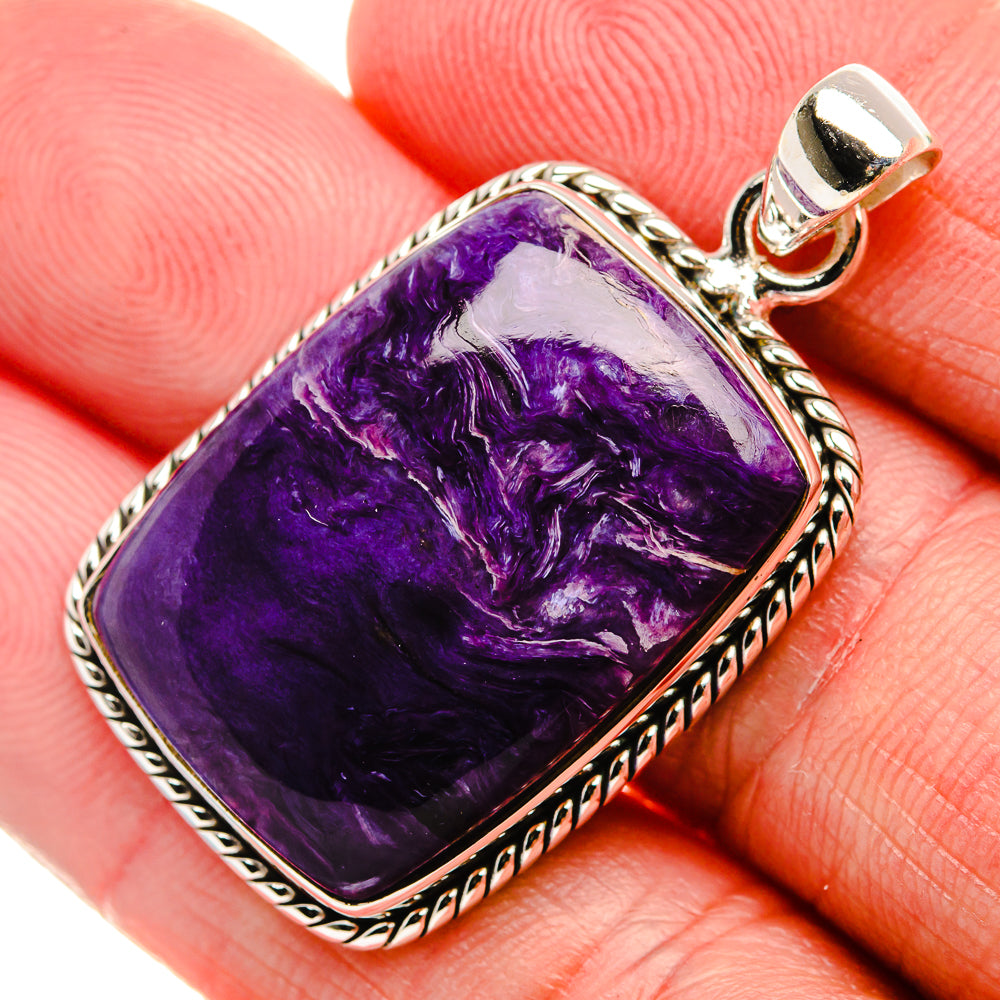 Charoite Pendant 1 5/8" (925 Sterling Silver) PD37516