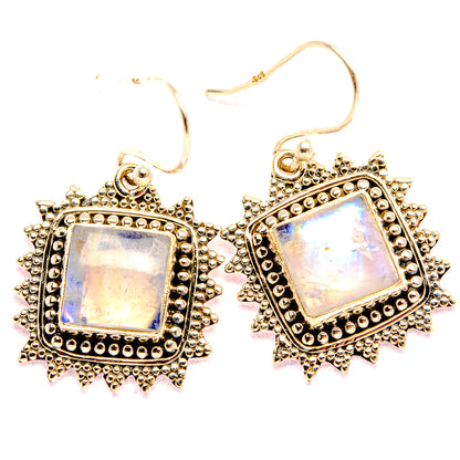 Rainbow Moonstone 925 Sterling Silver Earrings 1 1/4" Ana Co E431814