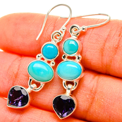Ana Silver Co Sleeping Beauty Turquoise, Tanzanite Earrings 1 3/4" (925 Sterling Silver)