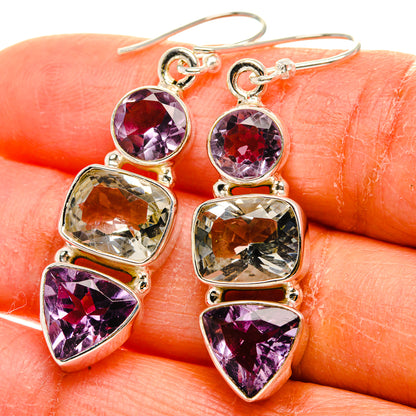 Green Amethyst, Amethyst Earrings 1 3/4"  (925 Sterling Silver) EARR431643