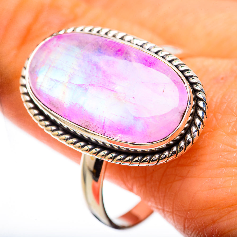 Large Pink Moonstone Ring Size 13.25 (925 Sterling Silver) RING135922