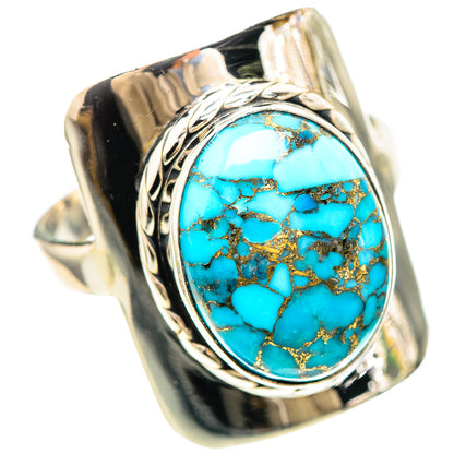 Blue Copper Composite Turquoise Ring Size 10.5 (925 Sterling Silver) RING137032