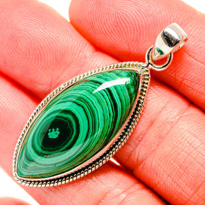 Malachite Pendant 1 3/4" (925 Sterling Silver) PD36853