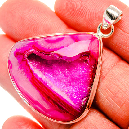 Pink Window Druzy Pendant 1 3/4"  (925 Sterling Silver) PD37214