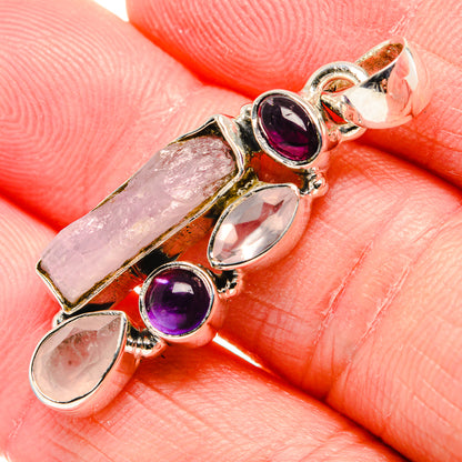 Rough Rose Quartz, Amethyst Pendant 1 1/2" (925 Sterling Silver) PD36786
