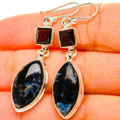 Pietersite, Garnet Earrings 2" (925 Sterling Silver) EARR431773