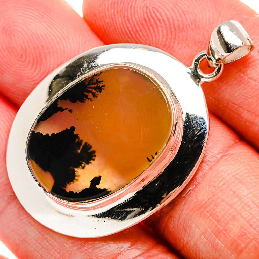 Scenic Dendritic Agate Pendant 1 3/4" (925 Sterling Silver) PD37081