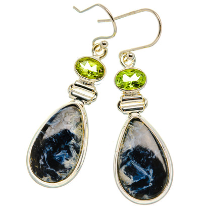 Pietersite, Peridot Earrings 1 3/4"  (925 Sterling Silver) EARR431653