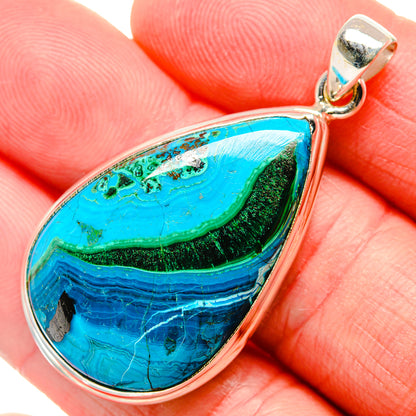 Malachite In Chrysocolla Pendant 1 3/4"  (925 Sterling Silver) PD36895