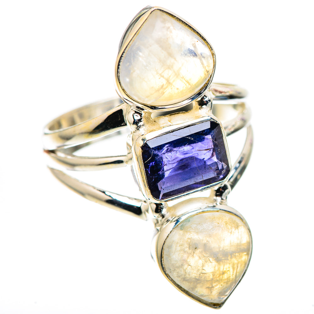 Faceted Tanzanite, Rainbow Moonstone Ring Size 8.5 (925 Sterling Silver) RING135999