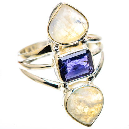 Faceted Tanzanite, Rainbow Moonstone Ring Size 8.5 (925 Sterling Silver) RING135999