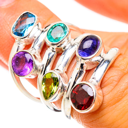 Garnet, Amethyst, Peridot, Tanzanite, Blue Topaz Ring Size 6.25 (925 Sterling Silver) RING134923
